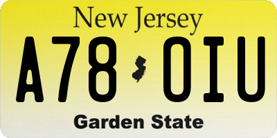 NJ license plate A78OIU