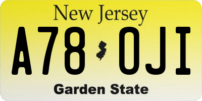 NJ license plate A78OJI
