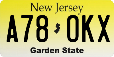 NJ license plate A78OKX
