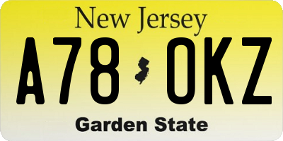 NJ license plate A78OKZ