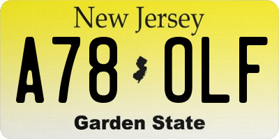 NJ license plate A78OLF