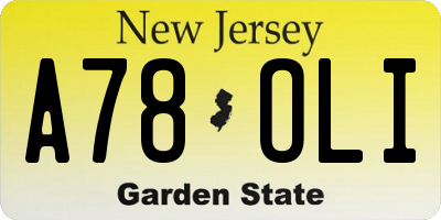 NJ license plate A78OLI