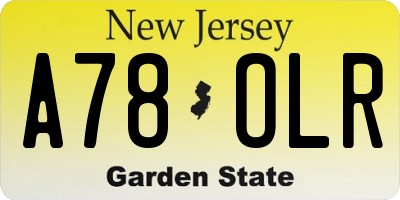 NJ license plate A78OLR