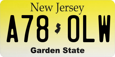 NJ license plate A78OLW
