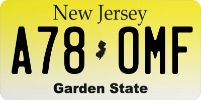 NJ license plate A78OMF