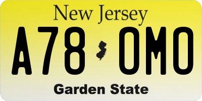 NJ license plate A78OMO