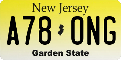 NJ license plate A78ONG