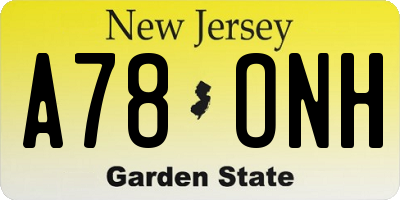 NJ license plate A78ONH