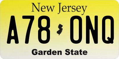 NJ license plate A78ONQ
