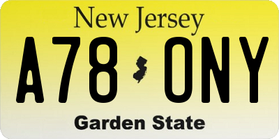 NJ license plate A78ONY