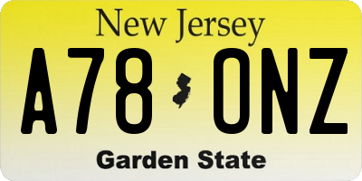 NJ license plate A78ONZ