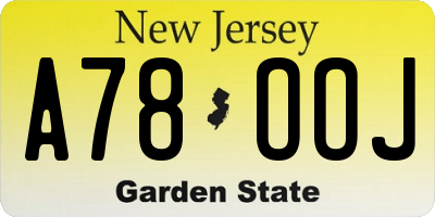NJ license plate A78OOJ