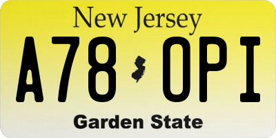 NJ license plate A78OPI