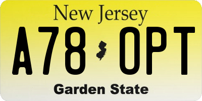 NJ license plate A78OPT