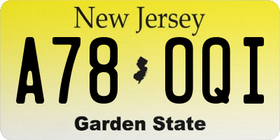 NJ license plate A78OQI