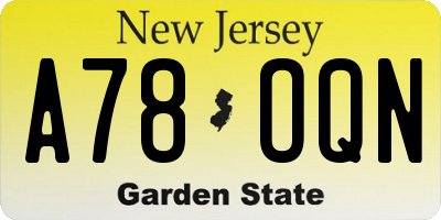NJ license plate A78OQN