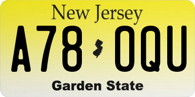 NJ license plate A78OQU