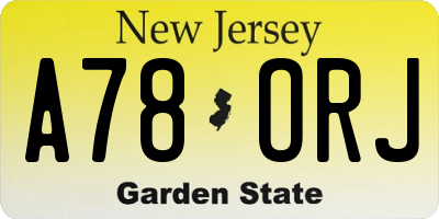 NJ license plate A78ORJ