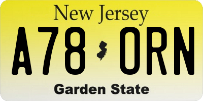 NJ license plate A78ORN