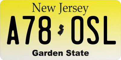 NJ license plate A78OSL