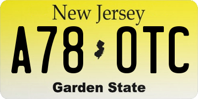 NJ license plate A78OTC