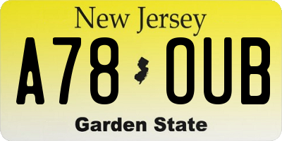 NJ license plate A78OUB
