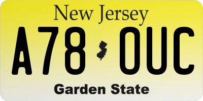 NJ license plate A78OUC