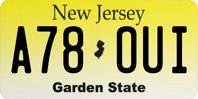 NJ license plate A78OUI