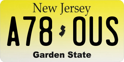 NJ license plate A78OUS