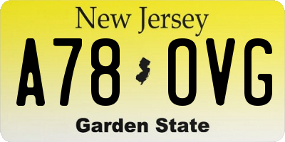 NJ license plate A78OVG