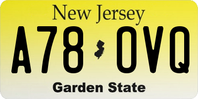 NJ license plate A78OVQ