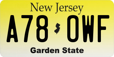 NJ license plate A78OWF