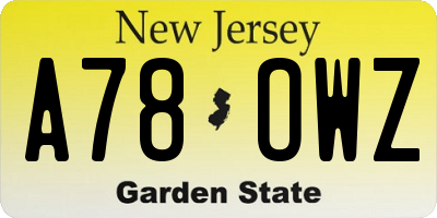 NJ license plate A78OWZ