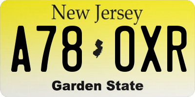 NJ license plate A78OXR