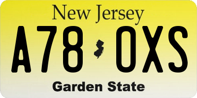 NJ license plate A78OXS