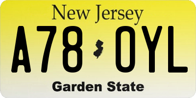 NJ license plate A78OYL