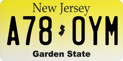 NJ license plate A78OYM