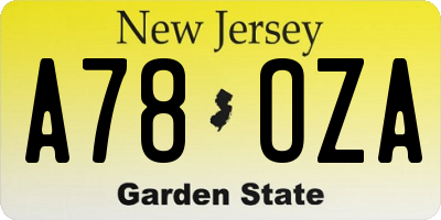 NJ license plate A78OZA