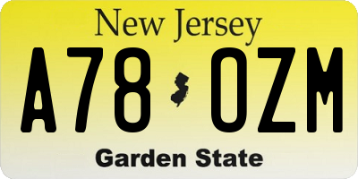 NJ license plate A78OZM