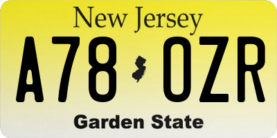 NJ license plate A78OZR