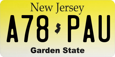 NJ license plate A78PAU