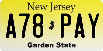 NJ license plate A78PAY
