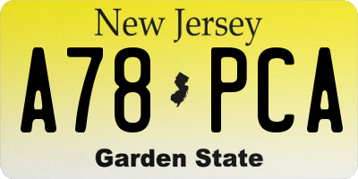 NJ license plate A78PCA