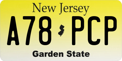 NJ license plate A78PCP