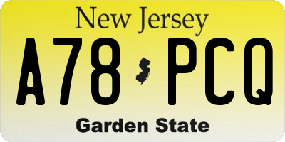 NJ license plate A78PCQ