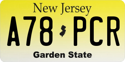NJ license plate A78PCR