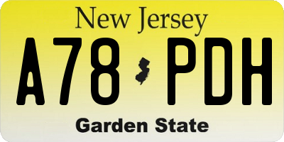 NJ license plate A78PDH