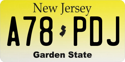NJ license plate A78PDJ