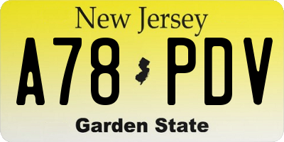NJ license plate A78PDV