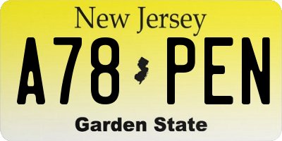 NJ license plate A78PEN